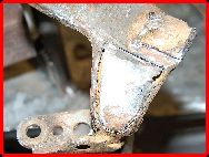 ClassicTrial picture,  Corroded TLR footrest mounting area (damage cut out), click to enlarge click pop-up to close.